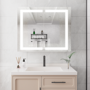 36 x 30 inch Medicine Cabinet with LED Vanity Mirror Anti-Fog  Recessed or Surface Mount Waterproof DimmableAluminum 3000K~6000K Lighted Double Door Bathroom Cabinet with Touch Switch - V.I.P Digital Presence
