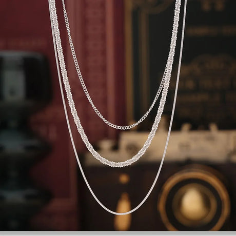 Fashionable Cuban titanium steel necklace hip-hop style multi-layer layered women's collarbone chain - V.I.P Digital Presence