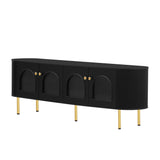 U-Can Modern TV Stand for TVs up to 80 Inches with 4 Cabinets with Metal Legs and Handles for Living room, Black - V.I.P Digital Presence