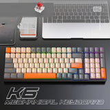 K6 Mechanical Keyboard Wireless 5.0 BT 2.4 Ghz Wired Three Modes Backlit Bluetooth Gamer Keyboard 100 Keys Keycaps Pc Gamer