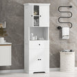 Tall Bathroom Cabinet with Four Doors, Large Storage Space Open Shelve, Upper Storage Cabinet, Whit - V.I.P Digital Presence