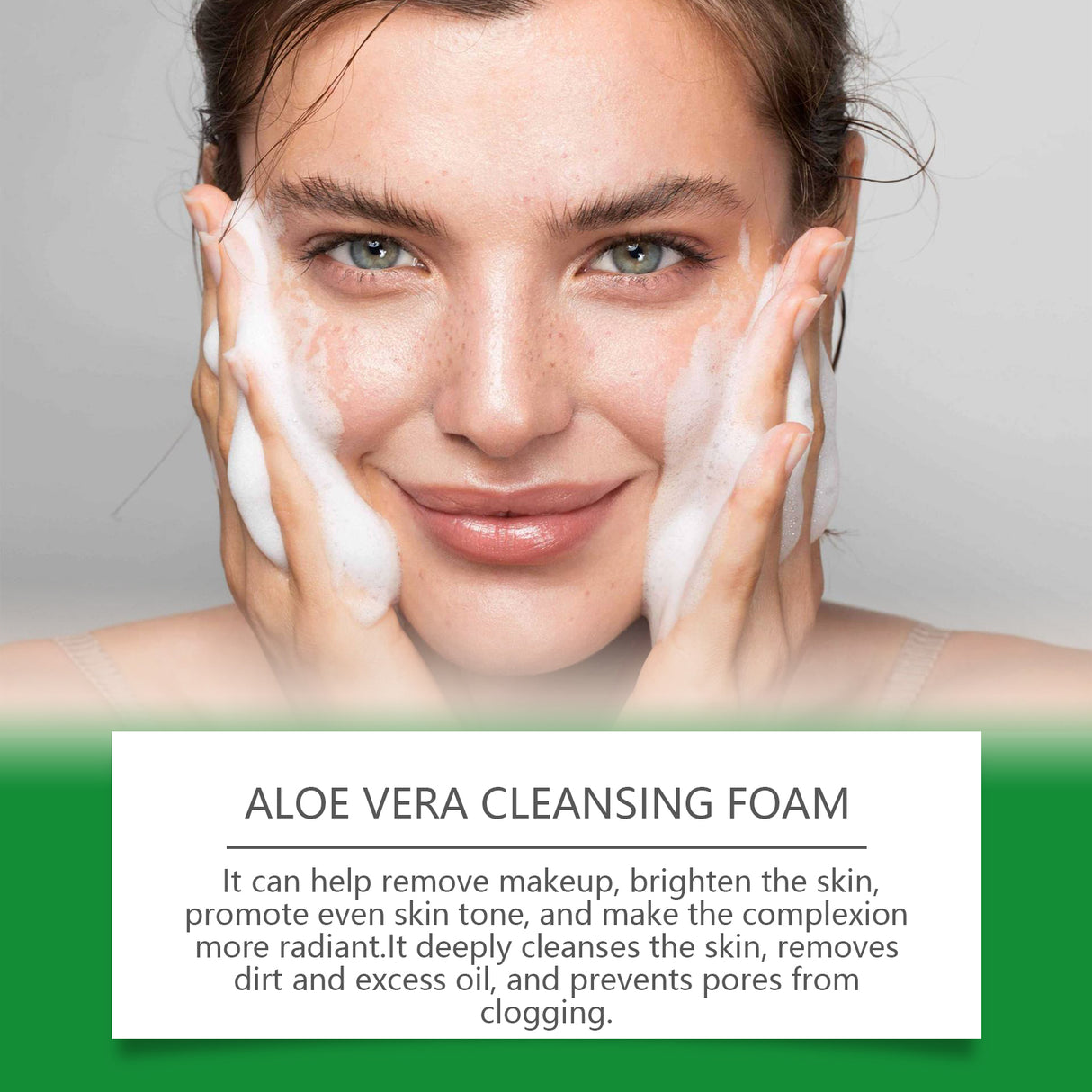 La espuma limpiadora facial de aloe vera limpia suavemente la piel y los poros, hidrata y controla la grasa, humecta y no tira.