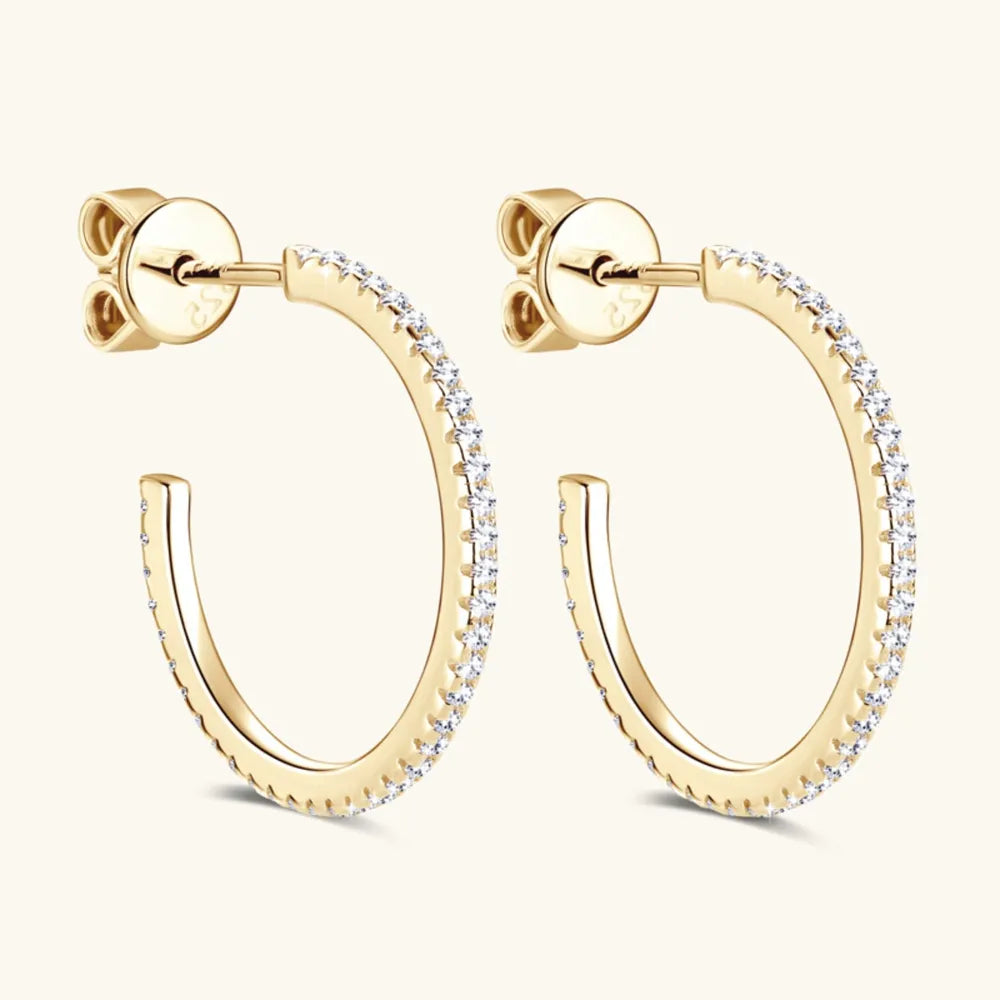 Inlaid Moissanite 925 Sterling Silver C-Hoop Earrings - V.I.P Digital Presence