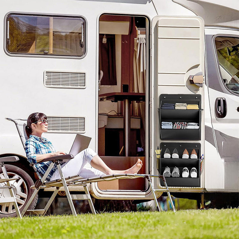 RV shoe storage (adhesive), over-door rack with deep pockets – for motorhomes, narrow wardrobes, 1 piece - V.I.P Digital Presence