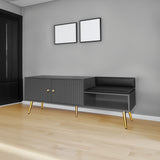 Modern Shoe Storage Bench with Hidden Storage and Upholstered Cushions for Bedside, Living Room and Entryway (Gray) - V.I.P Digital Presence