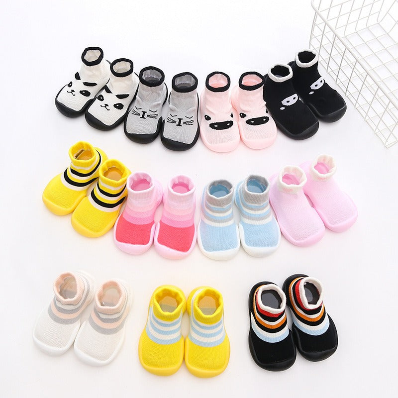 Autumn and Winter Baby Socks Silicone Anti slip Bottom Floor Socks Children's Shoes and Socks Cartoon Rainbow Strips Indoor Walking Shoes and Socks - V.I.P Digital Presence