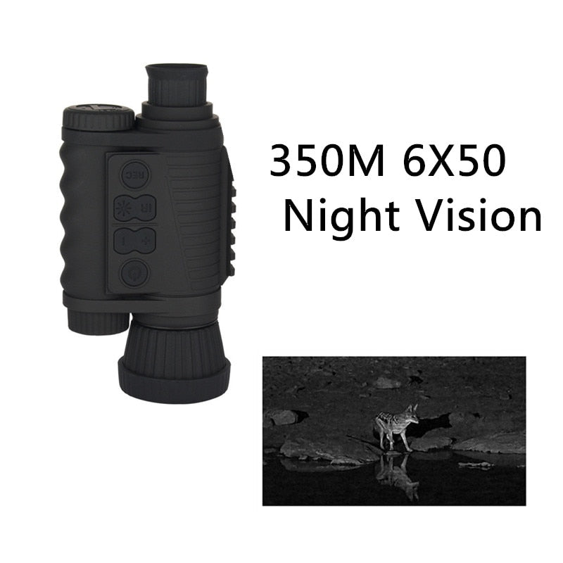 Dispositivo de visión nocturna digital infrarroja portátil HD 6X50 de 350 MRange, monocular táctico IR nocturno para observación de caza al aire libre