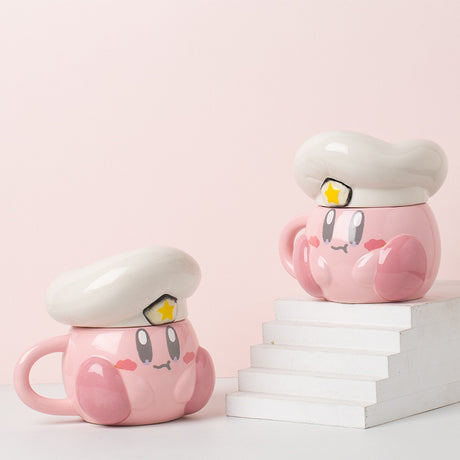 Madou Cute Pink Cartoon Chef Star Mug Cabbie Chef Hat Star Ceramic Cup Cartoon Navy Hat Star Coffee Mug With Lid Ceramic Mugs - V.I.P Digital Presence