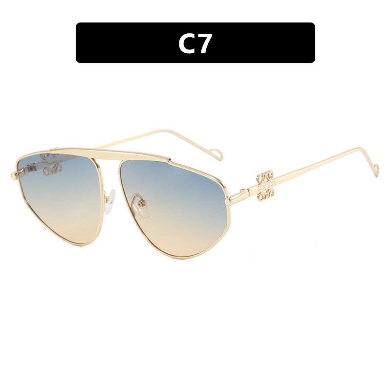 Single beam irregular sunglasses, metal toad hollow sunglasses, European and American UV resistant sunglasses, concave design for women - V.I.P Digital Presence
