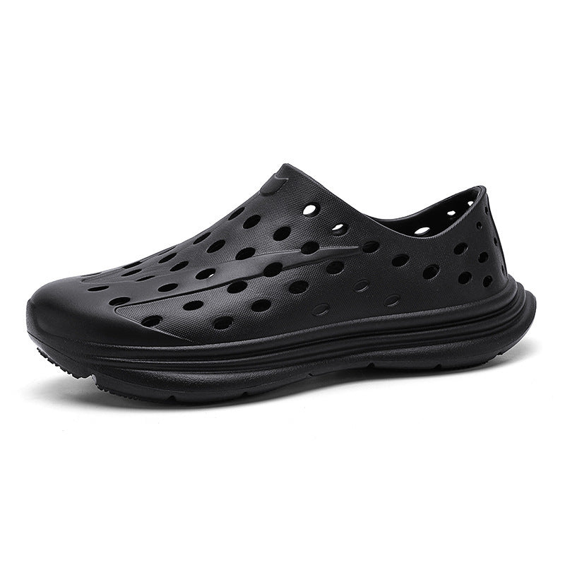 Hollow hole shoes for men one foot sandals fashionable and casual soft soled toe wrapped beach shoes - V.I.P Digital Presence