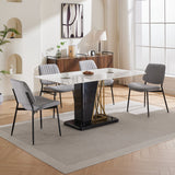 2-piece retro linen chair set with curved wooden backrest, cushioned seat, adjustable metal legs, (gray linen) - V.I.P Digital Presence