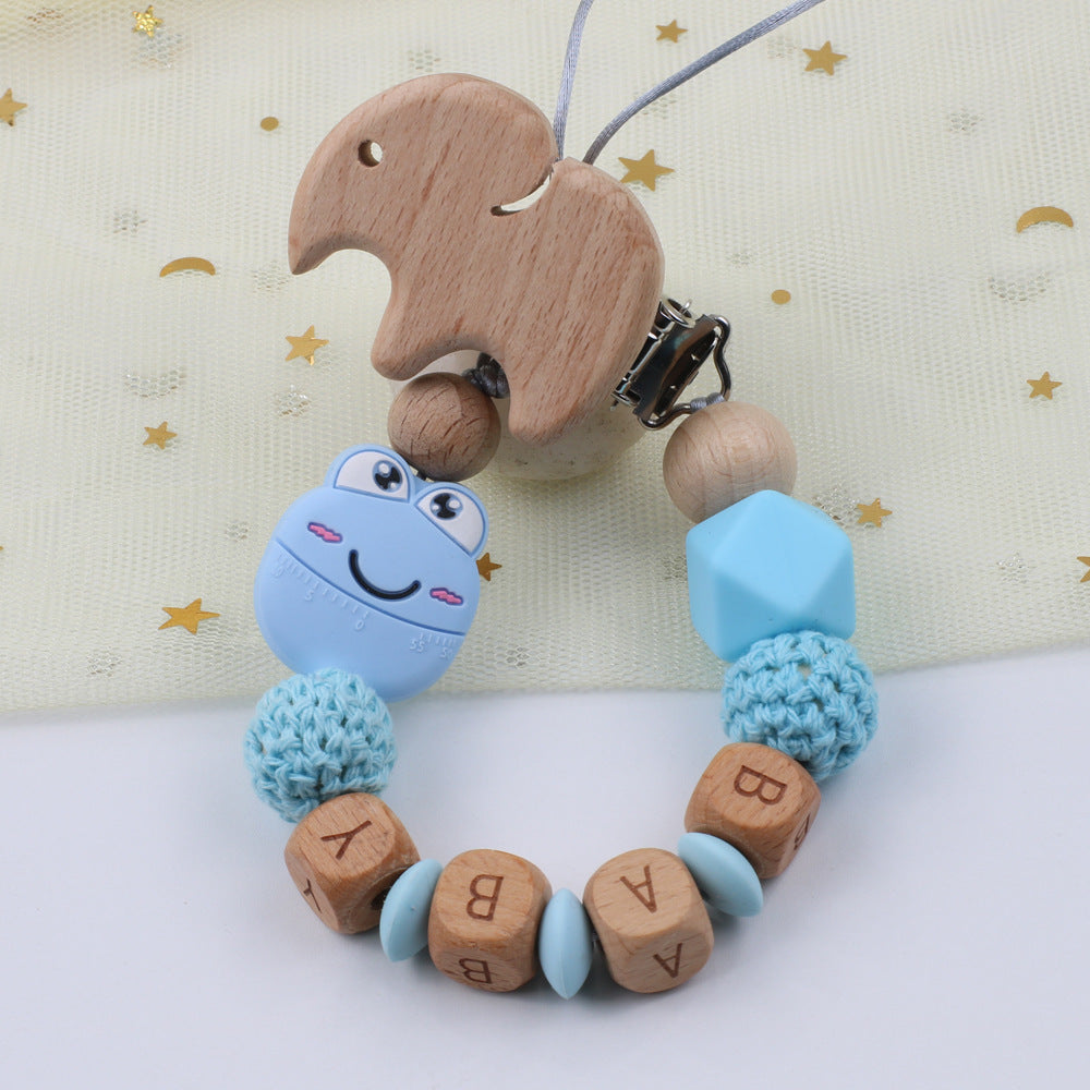 Cadena de silicona para chupete de bebé con diseño de rana de dibujos animados, cadena de pegamento para dientes de haya, juguete anticaída 