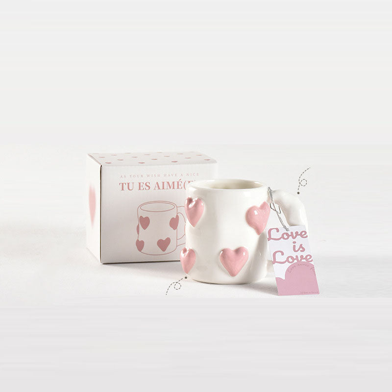 Peach Heart Ceramic Cup High Beauty Pink Girl Heart Mug Couple Water Cup Home Coffee Cup - V.I.P Digital Presence