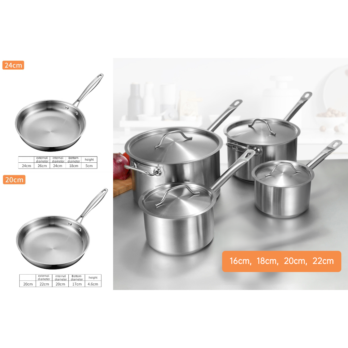 Stainless steel single handle sauce pot, double bottom milk pot, non stick pot, household sauce pot, high body, short height soup pot, smooth flat bottomed frying pan - V.I.P Digital Presence