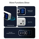 Music LED Digital Alarm Clock Voice Control Temperature Humidity Display Desktop Clocks Home Table Decoration Built-in 1200mAh - V.I.P Digital Presence