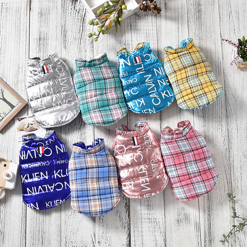 Ropa nueva para perros de otoño e invierno, chaleco de ambos lados, chaleco de pelea para cachorros y gatos.