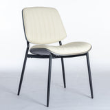 2-piece retro linen chair set with curved wooden backrest, cushioned seat, adjustable metal legs, (Beige PU) - V.I.P Digital Presence