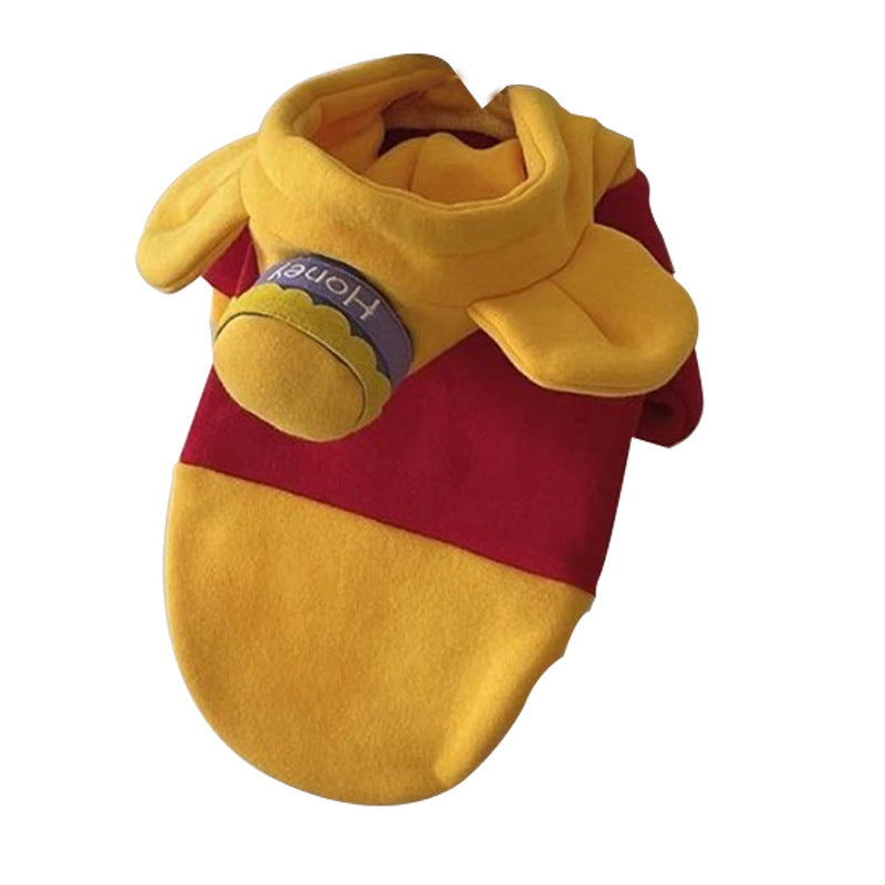 Suéter de otoño e invierno para perro, diseño de Winnie the Pooh, ropa fina de dos piezas para perros pequeños y medianos. 