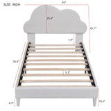 Twin Size Upholstered Cloud-Shape Bed ,Velvet Platform Bed with Headboard,No Box-spring Needed,Beige - V.I.P Digital Presence