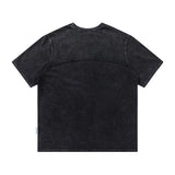 Spliced Raw Edge Short Sleeve T-Shirt Unique Design Hip Hop Men's Washed Vintage Casual Tee - V.I.P Digital Presence