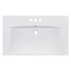30" Single Bathroom Basin Sink, Vanity Top Only, 3-Faucet Holes, Resin - V.I.P Digital Presence