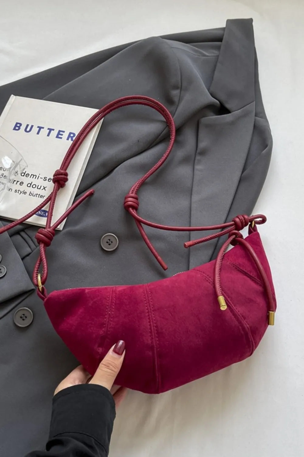 PU Leather Strap Suede Shoulder Bag - V.I.P Digital Presence