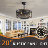 20 inch Caged Ceiling Fan with Lights - V.I.P Digital Presence