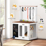 Dog crate,Graffiti dog cage, kennel with double doors, crate interior furniture, heavy wooden dog cage, large dog, white - V.I.P Digital Presence