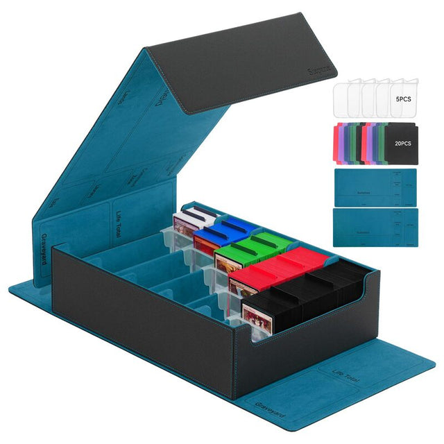 3800+ Capacity Card Storage Box. Includes 20 Dividers, 5 Supporters, Leather Magnetic Closure. Great for YuGiOh & MTG Cards. - V.I.P Digital Presence