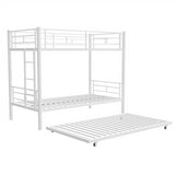 Heavy-duty Sturdy Meta Twin over Twin with Trundle Bunk Bed/l/ Noise Reduced/ Safety Guardrail/No Box Spring Needed,White - V.I.P Digital Presence
