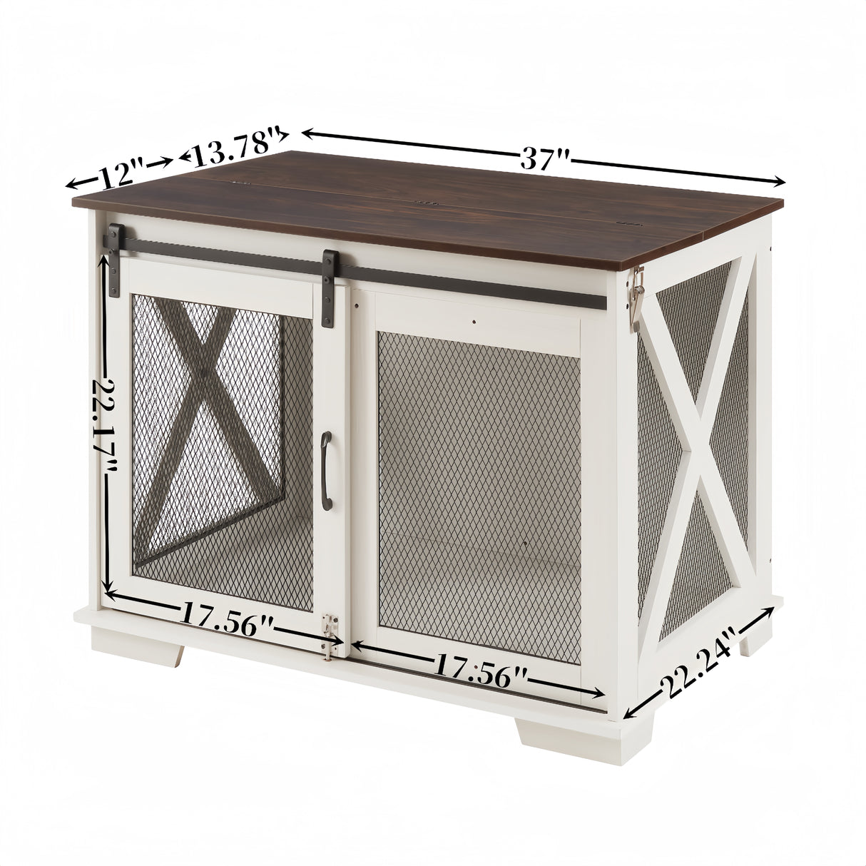 Farm kennel Flat noodles furniture with sliding barn door, farm wooden kennel end table, dog house with removable partition - V.I.P Digital Presence