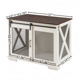 Farm kennel Flat noodles furniture with sliding barn door, farm wooden kennel end table, dog house with removable partition - V.I.P Digital Presence