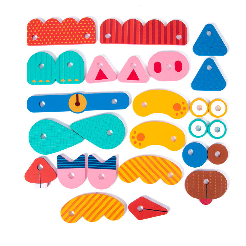 Wooden Creative Animal Puzzle Building Blocks Fun Face Changing 3D Puzzle Fun Kindergarten Puzzle Toy - V.I.P Digital Presence