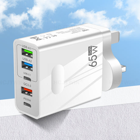 3.1A standard 65W fast charging mobile phone charger type-c PD+3USB multi port travel charging head - V.I.P Digital Presence