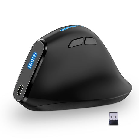 ZELOTES Master F36A Vertical Ergonomic Grip Anti Mouse Hand Charging Wireless Office Mouse - V.I.P Digital Presence
