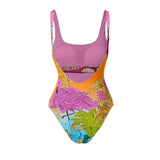 Cartoon print contrasting one-piece swimsuit set for women - V.I.P Digital Presence