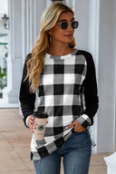 Plaid Round Neck Long Sleeve T-Shirt - V.I.P Digital Presence