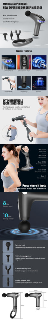 4 Massage Silicone Head Powerful Fascial Gun Portable Vibration Deep Tissue Percussion Muscle Back Massage Gun For Women - V.I.P Digital Presence