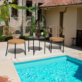 3 Pieces Of Luxury Outdoor Wicker Furniture - Patio Bistro Style Table And Chair Combination - V.I.P Digital Presence