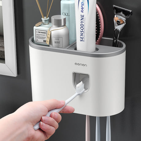 Creative Single Cup Lazy Man Automatic Toothpaste Squeezer Adhesive Toothbrush Holder Bathroom Mouthwash Cup Toothware Box Set - V.I.P Digital Presence