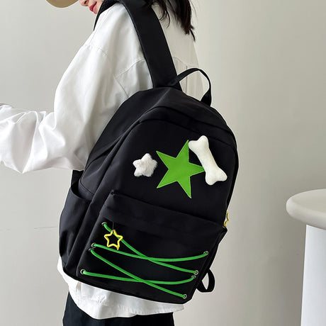 Japanese cute girl bag Niche self made fiv pointed star backpack ins college student schoolbag female high school backpack - V.I.P Digital Presence