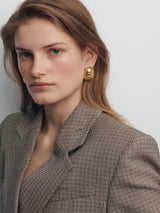 18K Gold-Plated Stainless Steel Ribbed Earrings - V.I.P Digital Presence