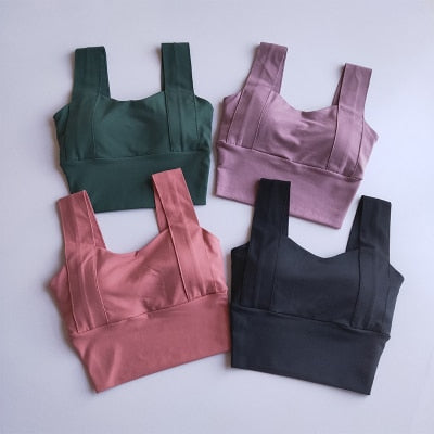 Yoga Bra Women Shockproof Sports Bra  Running Workout Gym Top Gathering Widened Shoulder Belt Bra Short Vest Tops - V.I.P Digital Presence