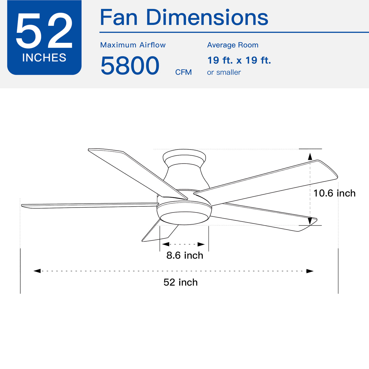 52" Low Profile Ceiling Fan with Lights - V.I.P Digital Presence