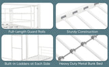 Twin metal bunk beds, metal structure bed frame with safety guardrails and 2 ladders, convertible bunk beds, white - V.I.P Digital Presence