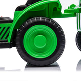 12V children ride the electric tractor "Black Knight" with a detachable storage tugboat and power display screen. - V.I.P Digital Presence