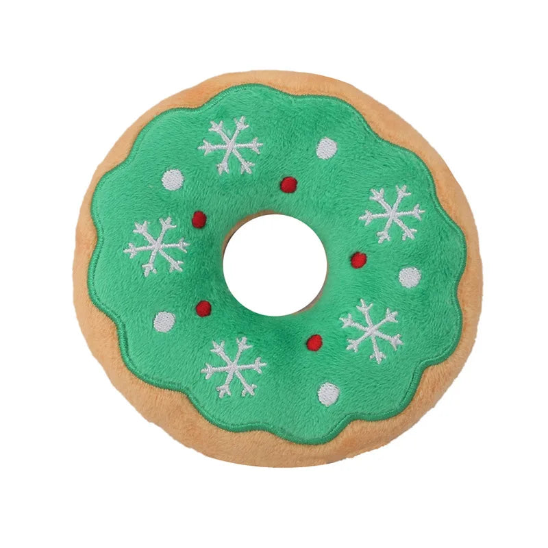 Xmas Pet Dog Plush Noise Chewing Toy Santa Elk Gingerbread Man Donut Cat Dog Christmas Series Cartoon Dog Toy Plush Squeak Toy - V.I.P Digital Presence