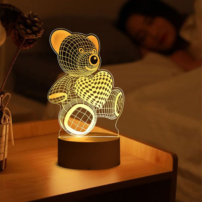 Luz de noche 3D LED, luz de mesa, regalo creativo, luz de cabecera, pequeño regalo para San Valentín, regalo para el día del niño.