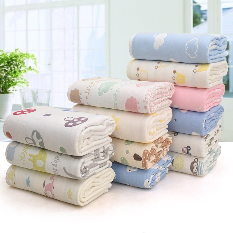 110*110cm Parent-child Baby Summer Bedding Sofa Quilt 100% Cotton Baby Blanket Child Quilt 6 Layers Muslin Swaddle for Newborns - V.I.P Digital Presence