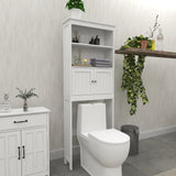 Over The Toilet Rack 2 -Tier Toilet Bathroom Spacesaver Storage Shelf with 2 Doors Wood Storage Organizer Cabinet - V.I.P Digital Presence